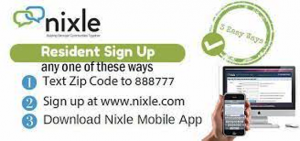 resident sign-up: text zip code to 888777 or sign up at www.nixle.com or download nixle mobile app